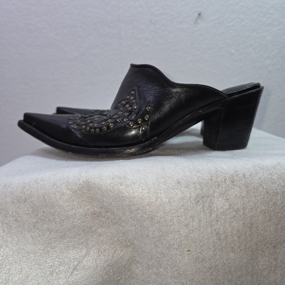 Old Gringo Black Leather Studded Pointed Toe Mule Heels  Size 7B Made in Mexico - Picture 4 of 12
